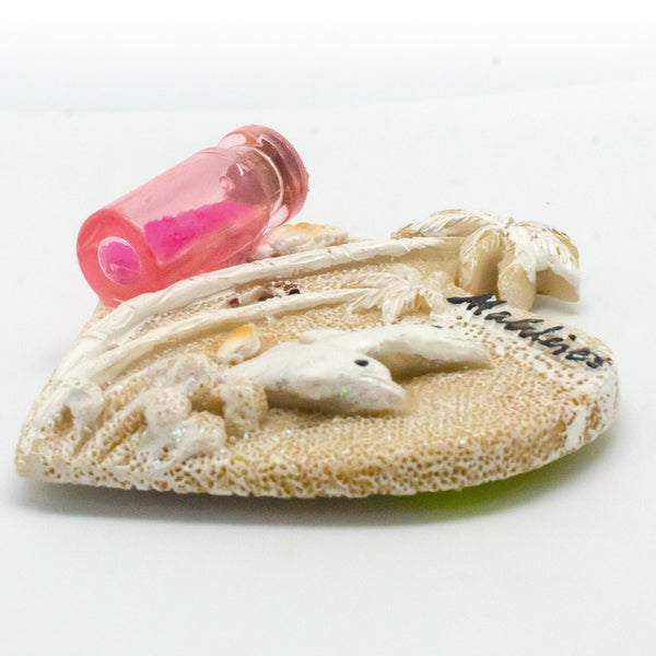 HEART WITH SAND BOTTLE POLYRESIN MAGNET