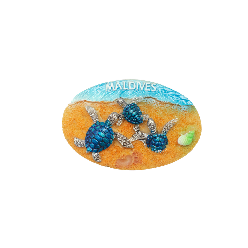 3 BLUE OVAL TURTLE POLY MAGNET