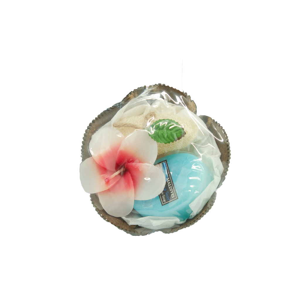 NATURAL SOAP IN COCO SHELL W/ FLOWER CANDLE MIX FLAVOUR