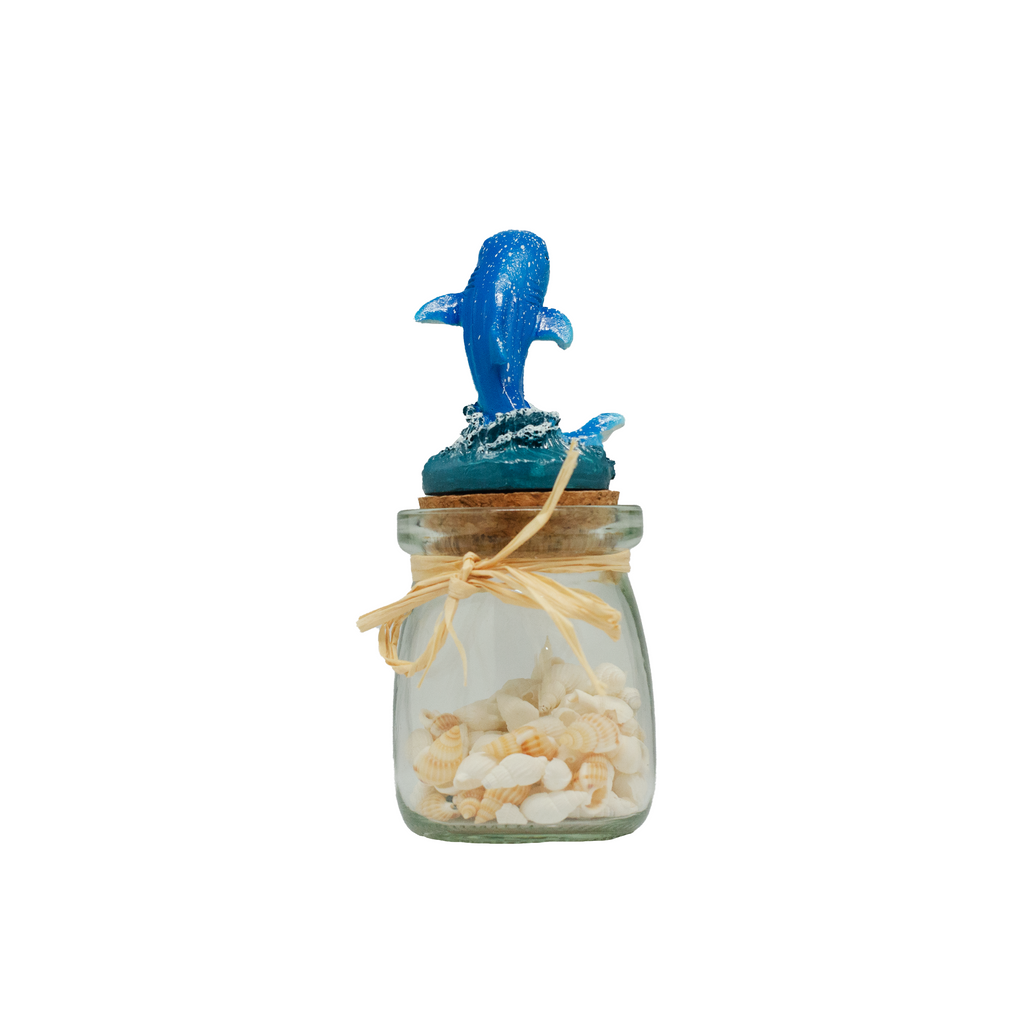SHELL BOTTLE W/ WHALE SHARK & CORAL ON TOP