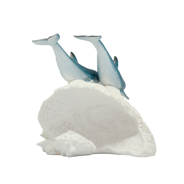 2 POLY DOLPHIN W/ SHELL ON CORAL