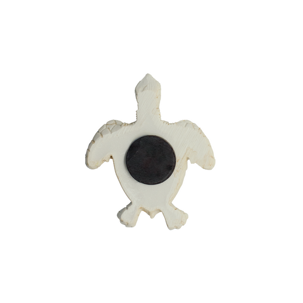 WHITE MAGNET POLY TURTLE W/ SHELL AND COCO TREE