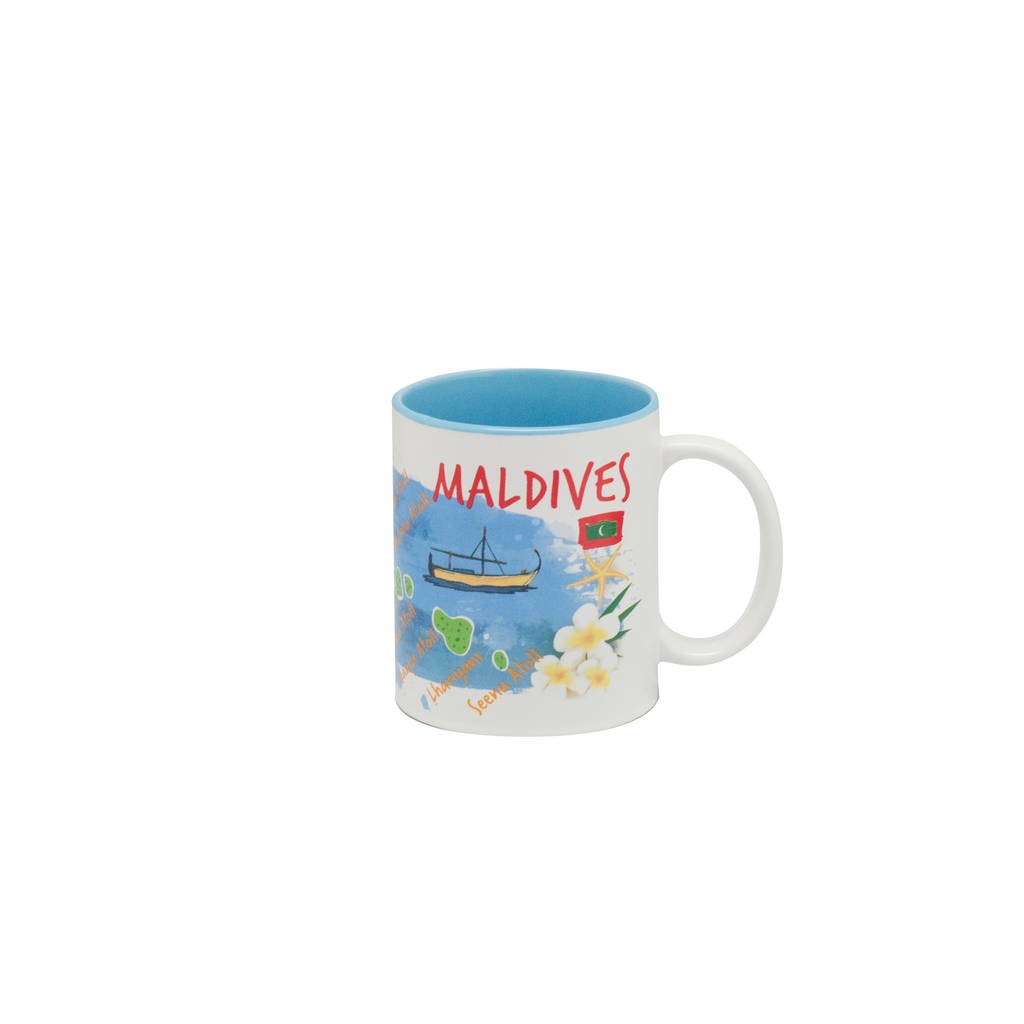CERAMIC MUG PRINTED W/ MALDIVES ATOLL MAP