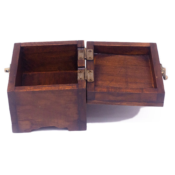 WOODEN BOX W/ TURTLE ON TOP