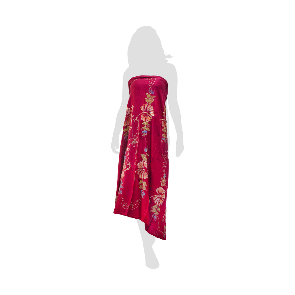 FLOWERS EMBROIDERY SARONG (RED)