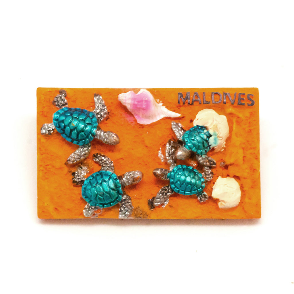 POLYRESIN MAGNET SQUARE WITH TURTLE FAMILY