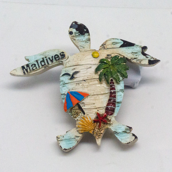 POLYRESIN MAGNET TURTLE WITH COCONUT TREE