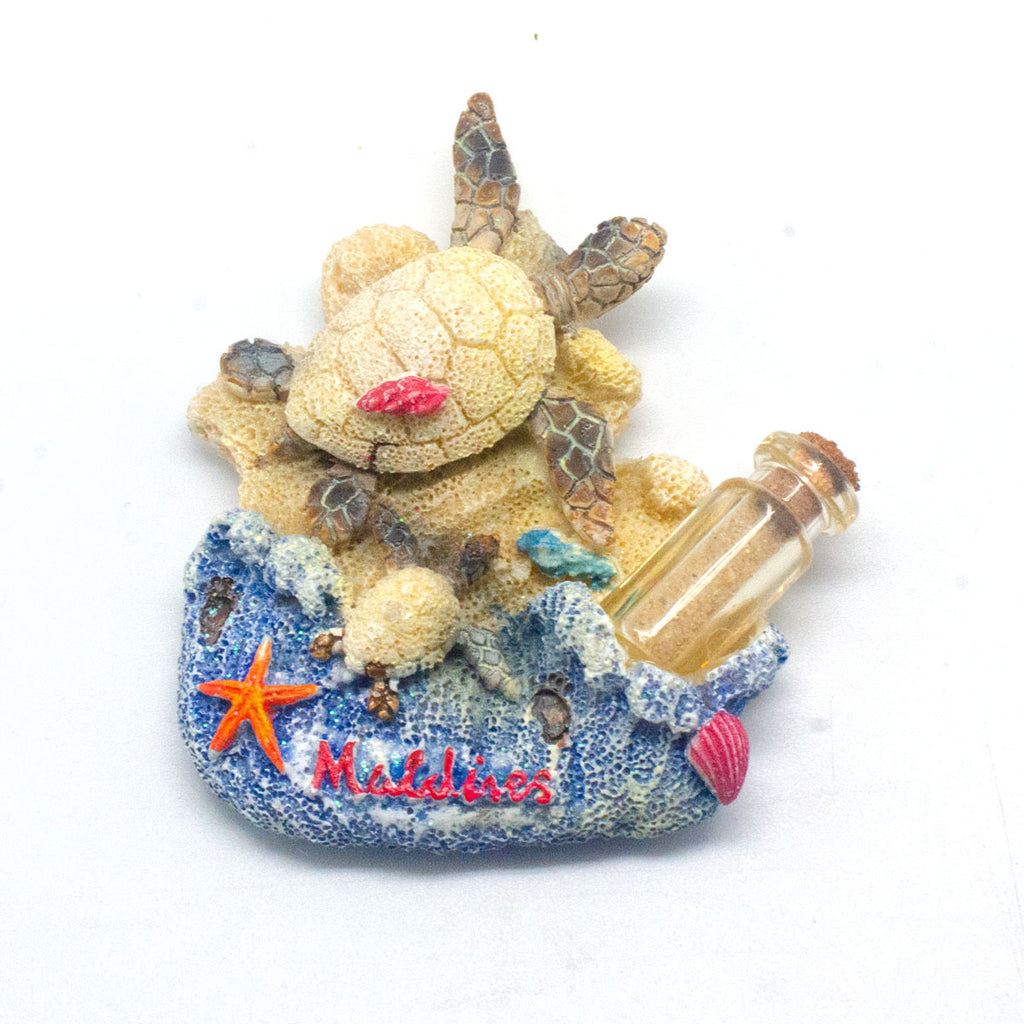 POLYRESIN MAGNET WITH SAND BOTTLE AND TURTLE