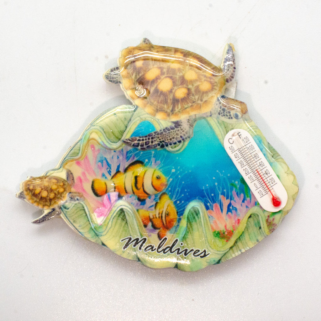 POLYRESIN MAGNET TURTLE WITH THERMOMETER