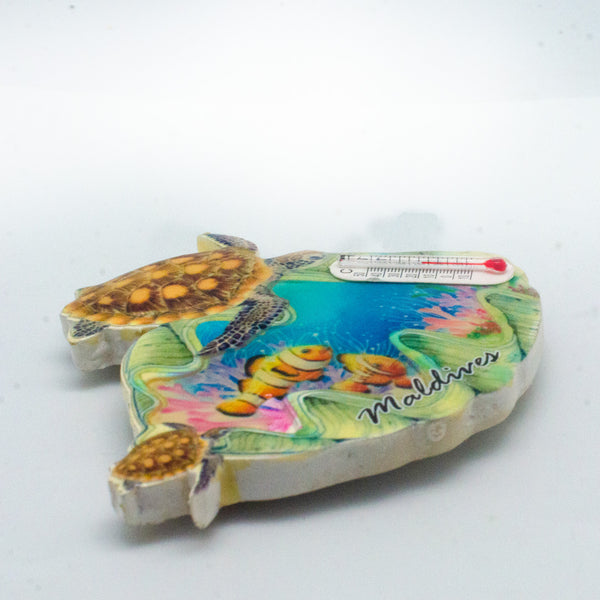 POLYRESIN MAGNET TURTLE WITH THERMOMETER