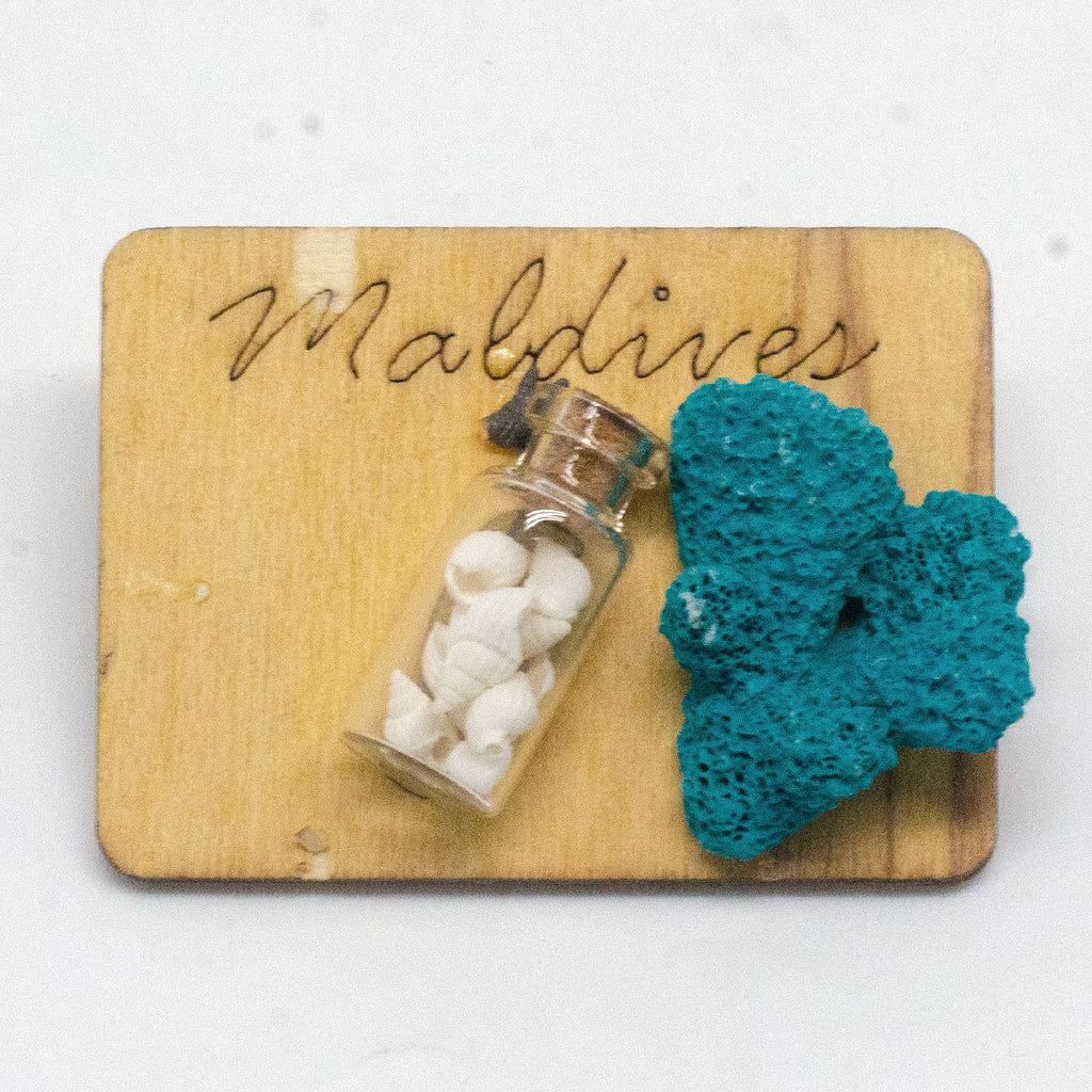 WOODEN MAGNET SAND BOTTLE AND CORAL